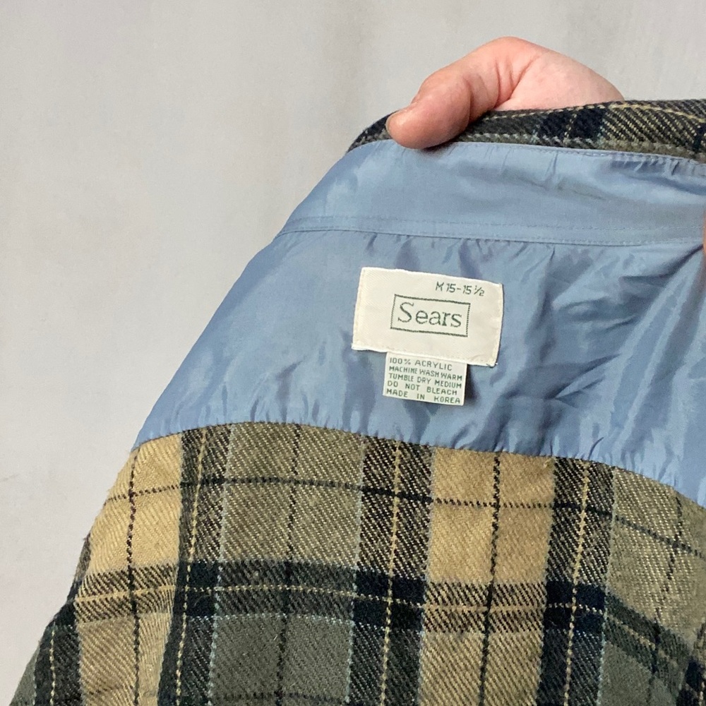 1970s BROWN BLACK WATCH PLAID SEARS FLANNEL TOP - Picture 5 of 6